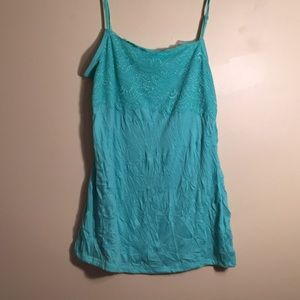 Blue/green lace tank top